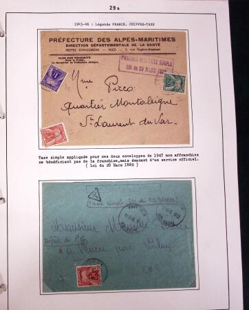 1849-1952, Étude sur les envois taxées comprenant