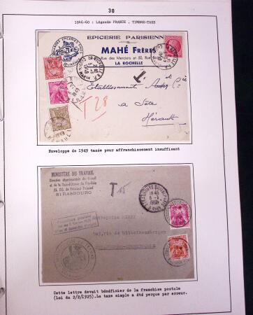 1849-1952, Étude sur les envois taxées comprenant