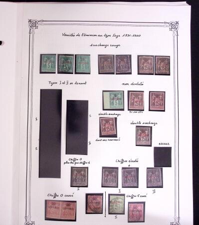 1891-1900, très belle collection sur la première émission du Maroc, sur grandes pages Yvert,  n°1 à 8, 2A, 3A et 6A neuf type Sage, très nombreuses variétés, non dentelés, double surcharge, chiffres cassés, sur