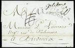Ile d'Aix : lettre de St Pierre de la Martinique (1787) pour Bordeaux avec MP manuscrite "Isle d'Aix" + marque cintrée "Colonie par Rochefort" (L n°10), ind 28, RRR, TB