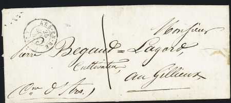 Lettre locale sans timbre avec CAD T16 "Ars en Ré (16)" (1857) + taxe 1 manuscrite, ind 17. TB