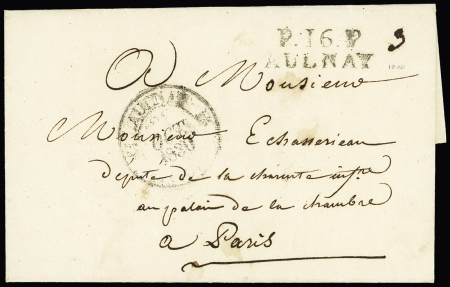 MP "P 16 Aulnay" (1830), ind 20. Rare et TB