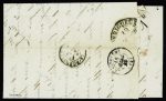 La Couarde : cursive "16 La Couarde" (1849 - 27mm) + taxe 2 tampon façon manuscrite, ind 19. TB