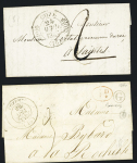 2 lettres : T12 "Coze (16)" (1836) et T14 "Coze (16)" + boite rurale "G" de pommiers, ind 6 et ind 8. TB