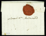 Lettre de Gonayves (Haïti) pour Rennes avec marque d'entrée maritime "Colonie par la Flotte", jolie pièce très rare, ind 24
