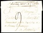 Lettre de Gonayves (Haïti) pour Rennes avec marque d'entrée maritime "Colonie par la Flotte", jolie pièce très rare, ind 24