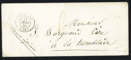 Loulay : lettre avec T15 "Loulay (16)" (21 janv 1849 - bonne date), ind 15. TB