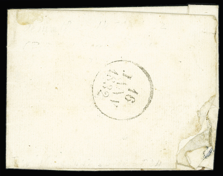 Matha : cursive manuscrite de remplacement "De Matha" + T13 "St Jean d'Angely (16)" (1832). Pièce du catalogue Dubus. Grande rareté, ind 24. TB