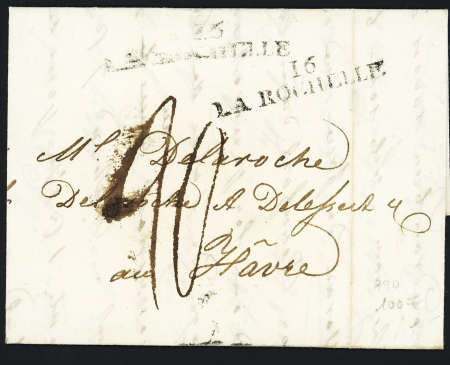 MP "La Rochelle" (1814 - 44 x 9), 1ère restauration, ind 14. TB