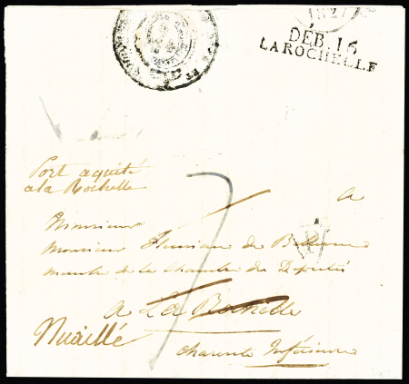 "Deb 16 La Rochelle" (37 x 8 - 1827), ind 20. TB