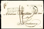 Lettre avec MP "Martinique" pour Bordeaux avec MP encadrée "Pays par La Rochelle" et dateur "A" (1839) + taxe 11 manuscrite, ind 19; TB
