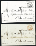 Lettre de Santiago de Cuba pour Bordeaux avec CAD d'entrée rouge "Outre-Mer La Rochelle" (1844 - Dubus n°43 - Salles n°149), ind 13. Jolie pièce