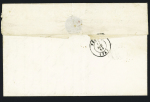 Lettre de Saint-Pierre (Terre-Neuve) pour Fécamp avec T15 rouge "Colonies fra La Rochelle" (1851) + taxe rouge 35 double-trait, ind 17, rare, B/TB