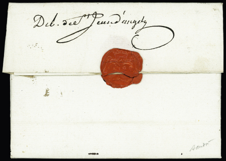 Marque manuscrite "Deb de St Jean d'Angely" (1790 - L n°5), ind 20. TB