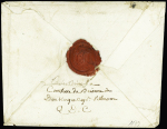 Enveloppe avec jolie marque ovale d'entrée maritime "Colonies par l'Isle de Rhé" (1792) très rare et sup