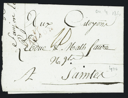 MP rouge "16 Saujon" (25 x 8 - 1794), ind 14. B/TB