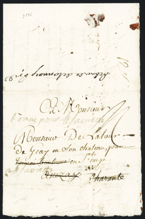 Petite marque manuscrite "Déboursé de Tonnay" (1776), ind 21. RR et TB