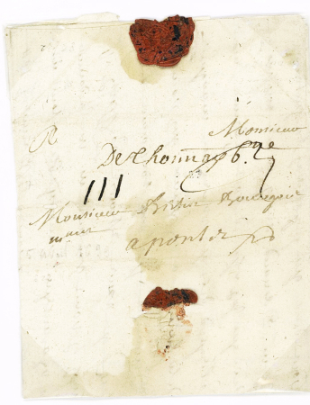 Marque manuscrite "De Thonnay Bne " (L N°2 - 1699) + taxe 3, ind 22. TB