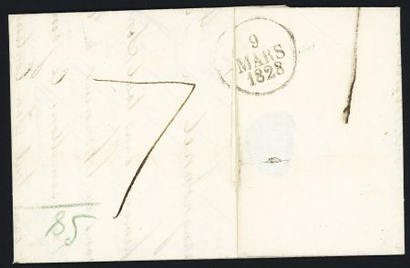 MP "P 16P La Tremblade" (52 x 12) + dateur A (1828) sur lettre pour Granville, ind 15. TB
