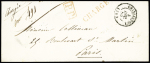 Lettre sans timbre avec CAD "Chateauroux (35)" (4 dec 1850) + griffes rouges "chargé" et "PP" encadré. TB