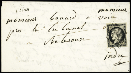 CLION : N°3 OBL grille + cursive "35 Clion" sur lettre, ind 20. TB