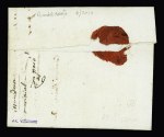 MP "P 35 P Issoudun" noire + griffe rouge "chargé" et paraphe rouge au tampon (échange de billets de confiance), ind 19. TB