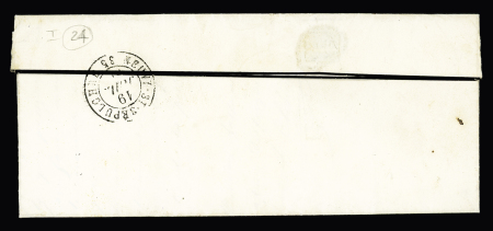 N°4 OBL grille + cursive "35 Orsennes" + T15 "Aigurande-s-Bouzanne 35" (1850) sur lettre, ind 21. TB