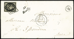REUILLY : N°3 OBL grille + cursive "35 Reuilly" + T15 Vierzon (1850) + "OR" sur lettre, ind 21. TB