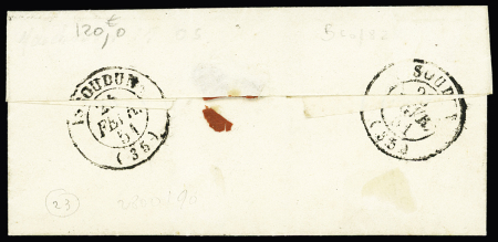 N°4 (pd) OBL grille + cursive "35 St Aout" + T15 "Ardentes