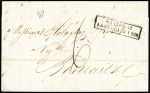 Cachet d'essai rect "Nantes 42 16 février 1828", ind 23. RR et TB