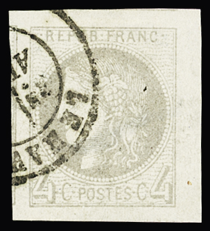 N°41Be 4c gris clair, obl. cachet date type 17, TB