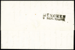 N°10 25c bleu Présidence en paire sur lettre gros points, cad T15 Paris 7 novembre 1853, verso cad Munchen 9 novembre 1853, TB, Certificat Cérès n°8147.