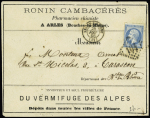 N°22 20c bleu obl. GC 164 +T15 Arles 28 juin 1866