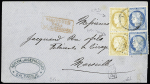 SALONIQUE N°55 15c bistre en paire + n°60 25c bleu