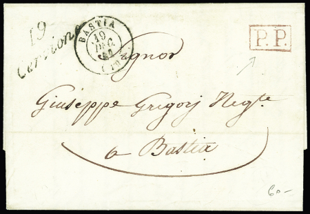 CORSE : Cursive 19 Cervione + T15 Bastia 19 dec 1841