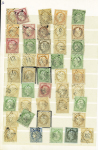 1854-1876, sélection de timbres classiques avec grand panel d'oblitérations, notamment espagnole, OR, "parti sans laisser d'adresse", PD rouge, ASNA, EU (Exposition Universelle), AR, R, CER (en rouge), "non réclamé",