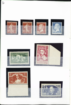 Sélection de timbres neufs et oblitérés de France en carnet à choix dont n°13A, 33, 43B, 92, 257A 1331c, PA14 (**) et 15 (bdf daté) neufs, n°2, 6B, 12, 47-49 oblitérés , très fort potentiel