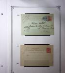 1893-1944, Collection de 58 entiers postaux du Maroc montés sur page, la plupart utilisés, dont cachet "retour à l'expéditeur" nov. 1942 cause débarquement allié, jolie section d'entiers Iris et Pétain avec surtax