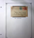 1893-1944, Collection de 58 entiers postaux du Maroc montés sur page, la plupart utilisés, dont cachet "retour à l'expéditeur" nov. 1942 cause débarquement allié, jolie section d'entiers Iris et Pétain avec surtax