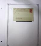 1893-1944, Collection de 58 entiers postaux du Maroc montés sur page, la plupart utilisés, dont cachet "retour à l'expéditeur" nov. 1942 cause débarquement allié, jolie section d'entiers Iris et Pétain avec surtax