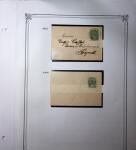 1893-1944, Collection de 58 entiers postaux du Maroc montés sur page, la plupart utilisés, dont cachet "retour à l'expéditeur" nov. 1942 cause débarquement allié, jolie section d'entiers Iris et Pétain avec surtax