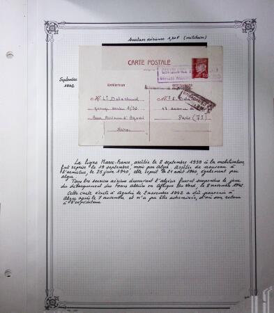 1893-1944, Collection de 58 entiers postaux du Maroc montés sur page, la plupart utilisés, dont cachet "retour à l'expéditeur" nov. 1942 cause débarquement allié, jolie section d'entiers Iris et Pétain avec surtax