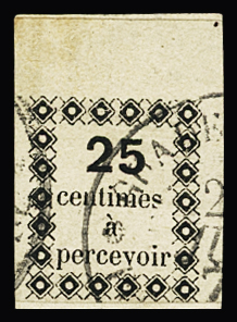 N°1 25c noir, obl., TB