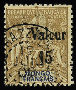 N°26 15c sur 30c brun type Groupe, obl., TB