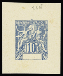 Lot de 4 essais type Groupe : 1c noir, 10c bleu, 25c noir grand format, épreuve sans valeur avec impression de la matrice, tous ND et sans légende, TB, RR 