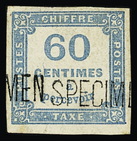 N°9 60c bleu surchargé SPECIMEN, légère jaunissure