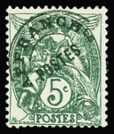N°41c 5c vert Type Blanc avec la rare surcharge verte,