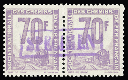 Surcharge violette SPECIMEN encadrée sur paires des
