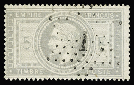 N°33 5f violet-gris, oblitéré étoile 1, TB. Signé
