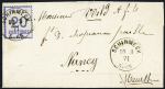 Alsace n°6 OBL CAD "Schirmeck" (10.3.71) sur lettre avec CAD T17 Nancy en arrivée. TB